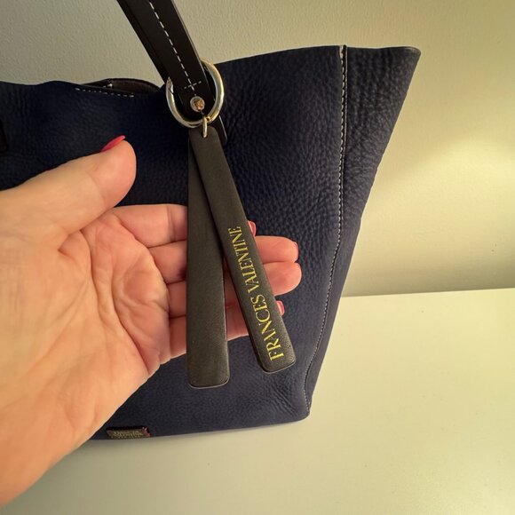 Frances Valentine Margaret Navy Nubuck Leather Tote Exceptional Condition - Picture 3 of 11